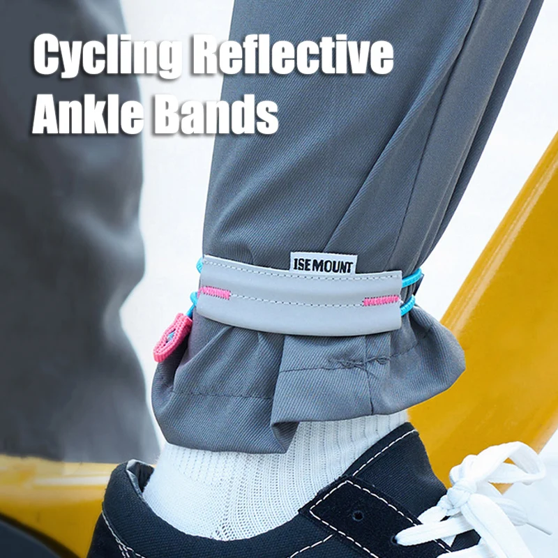 Reflective Night Running Shoes - 屋外サイクリング用反射素材付きパンツ用伸縮バンド、夜間ランニング用スポーツレッグタイ、サイクリング用反射素材付きアンクルバンド