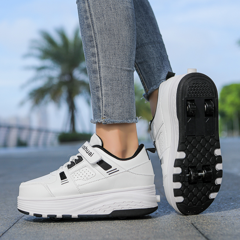 子供用4輪ローラーシューズ、格納式の車輪が付いたスニーカー。 - Running Shoes のレビューと価格