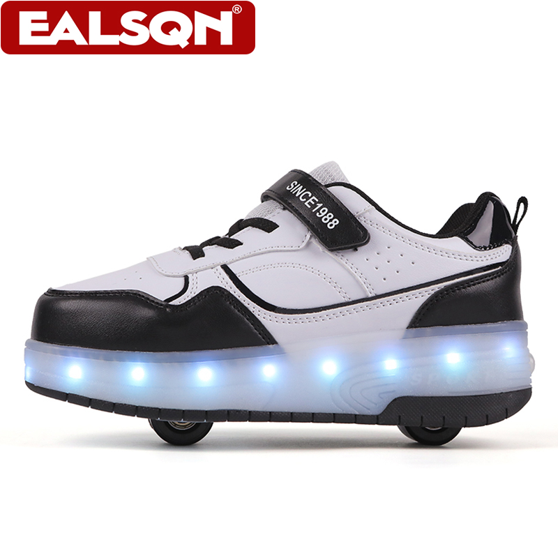 新しい子供用LEDライトアップローラースケートシューズ、ダブ - Running Shoes のレビューと価格
