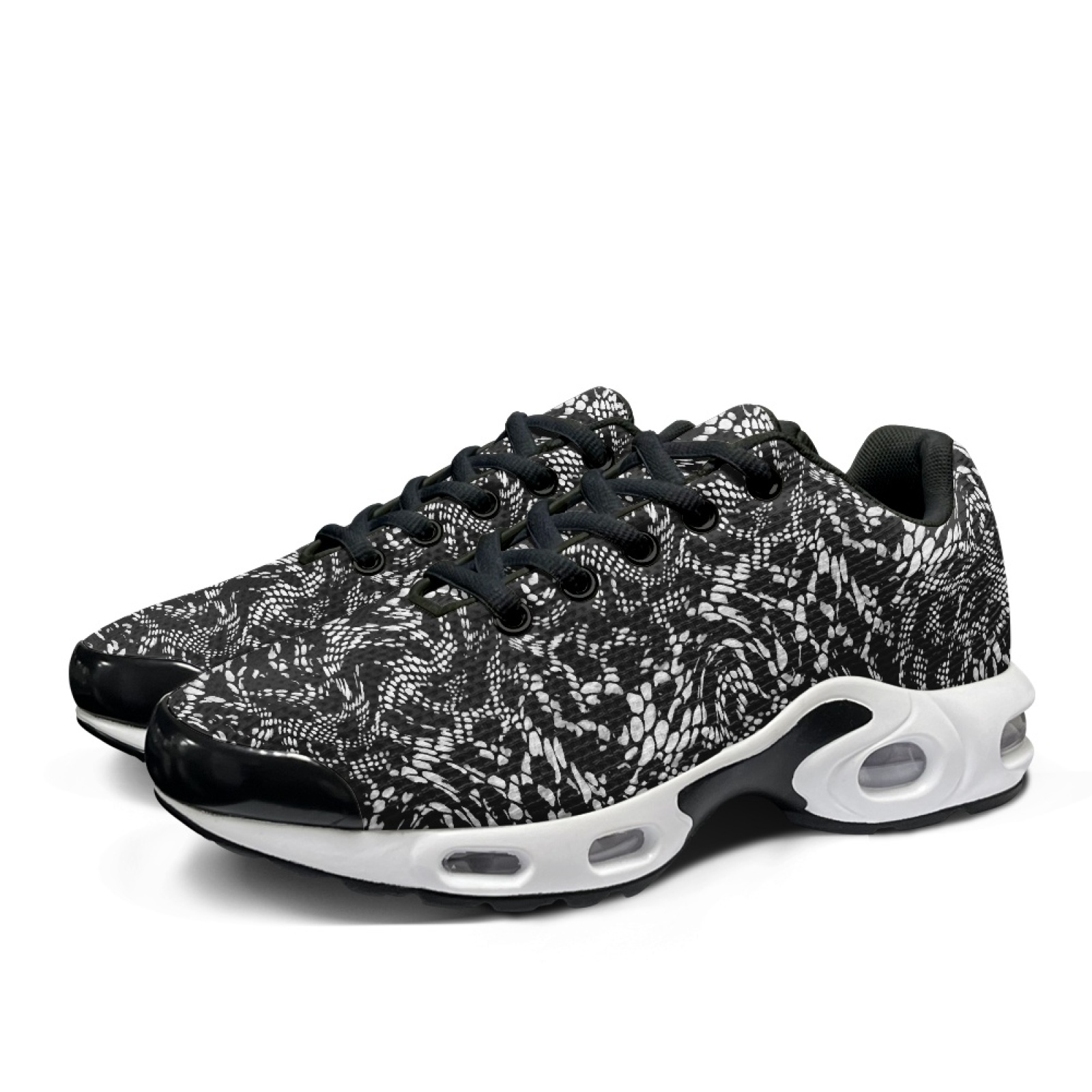 PENSTROLL スネークプリントデザイン ウォーキングシ - Knit Fabric Lace Up Sneakers のレビューと価格